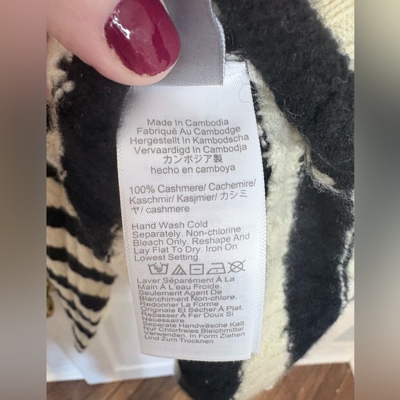 J.Crew Perfect Cashmere Cable-Knit Crewneck Sweater – Stripe | Size Large - Picture 9 of 10